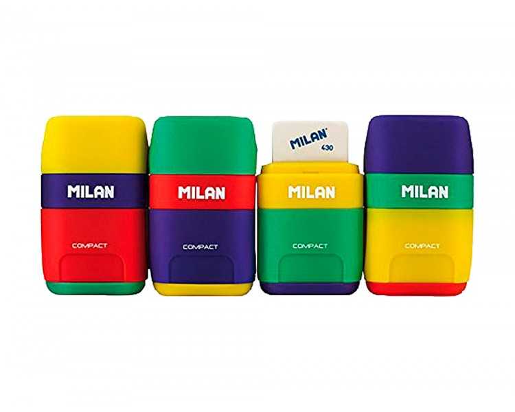 Sacapuntas milan plastico 2 usos con goma compact mix