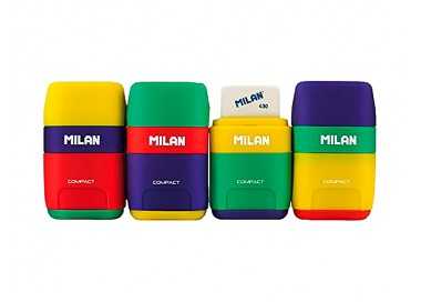 Sacapuntas milan plastico 2 usos con goma compact mix