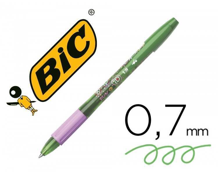 Boligrafo bic gelocity illusion borrable verde punta de 0,7 mm