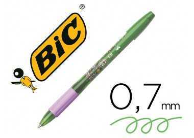 Boligrafo bic gelocity illusion borrable verde punta de 0,7 mm