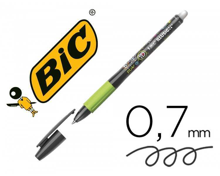 Boligrafo bic gelocity illusion borrable negro punta de 0,7 mm