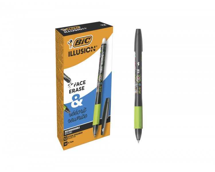 Boligrafo bic gelocity illusion borrable negro punta de 0,7 mm