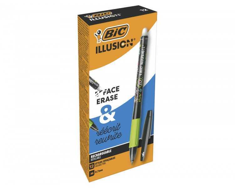 Boligrafo bic gelocity illusion borrable negro punta de 0,7 mm