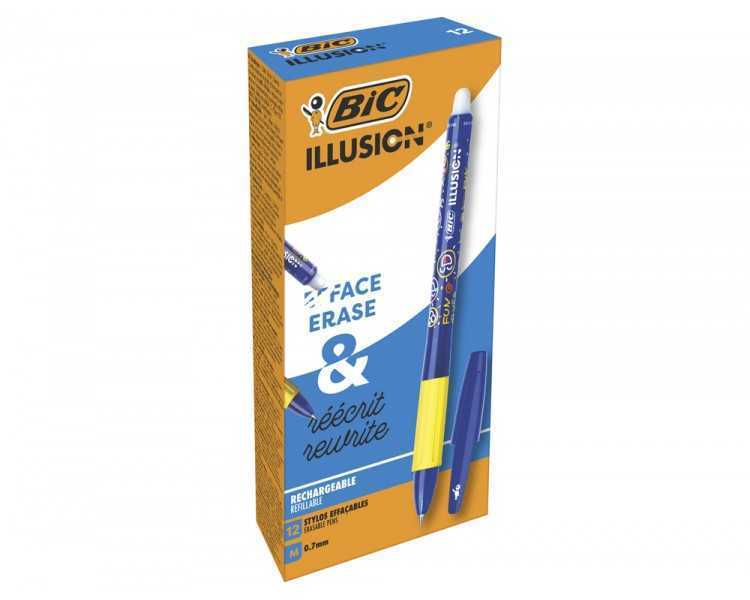 Boligrafo bic gelocity illusion borrable azul punta de 0,7 mm