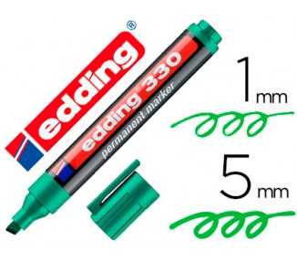 Rotulador edding marcador permanente 330 verde punta biselada 1-5 mm recargable