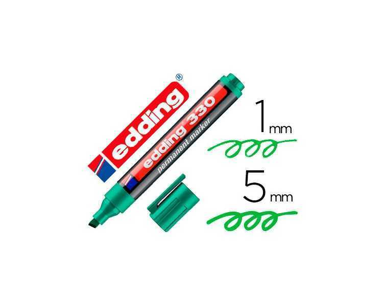 Rotulador edding marcador permanente 330 verde punta biselada 1-5 mm recargable