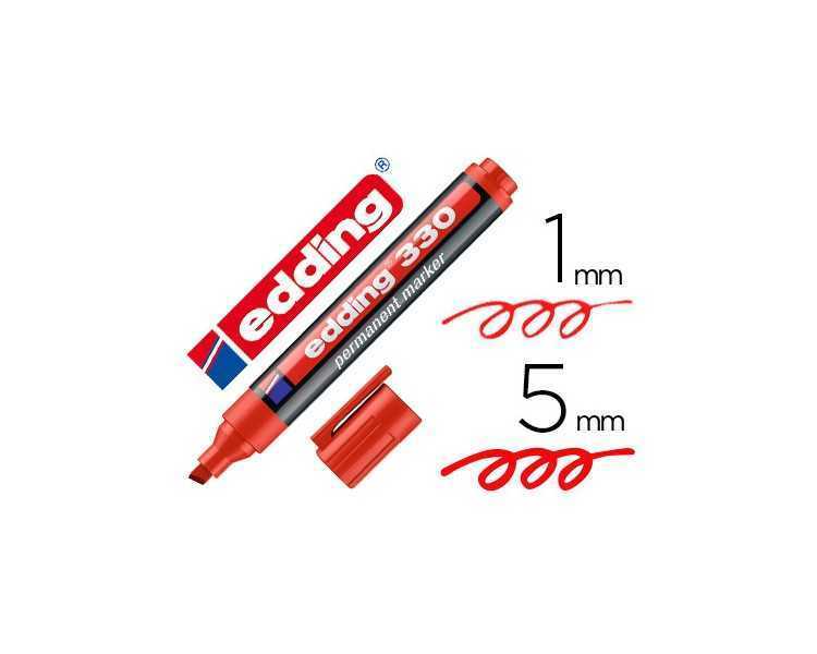 Rotulador edding marcador permanente 330 rojo punta biselada 1-5 mm recargable