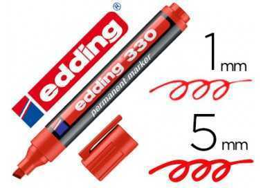 Rotulador edding marcador permanente 330 rojo punta biselada 1-5 mm recargable