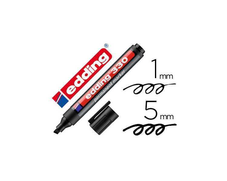 Rotulador edding marcador permanente 330 negro punta biselada 1-5 mm recargable