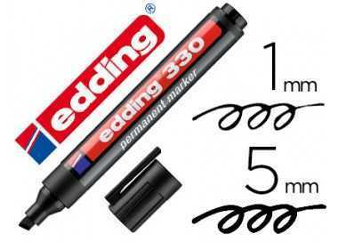 Rotulador edding marcador permanente 330 negro punta biselada 1-5 mm recargable