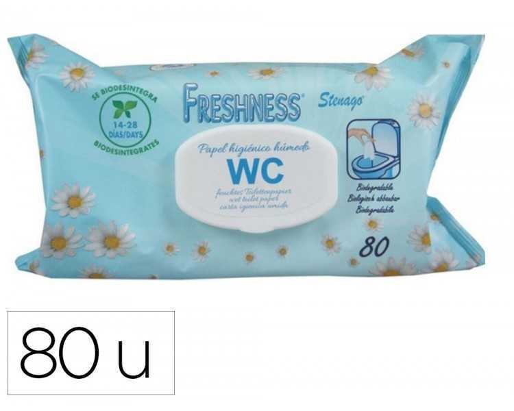 Papel higienico humedo freshness paquete con tapa de 80 unidades