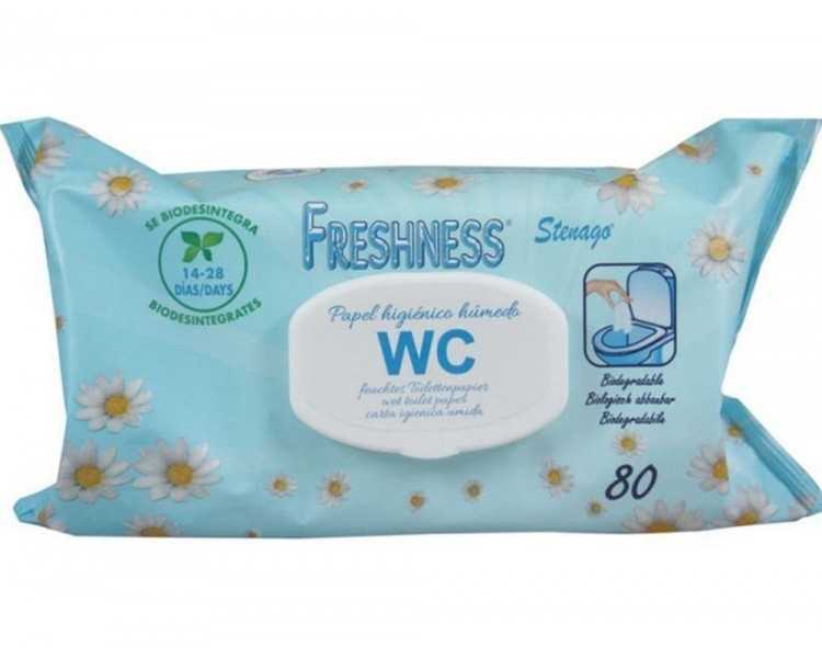 Papel higienico humedo freshness paquete con tapa de 80 unidades