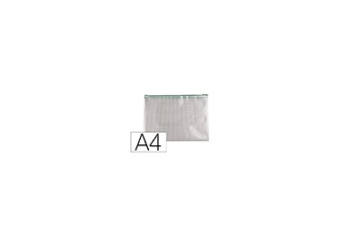 Bolsa multiusos q-connect malla din a4 apertura superiorcon cremallera verde Bolsa multiusos q-connect malla din a4 apertura superiorcon cremallera verde