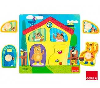 Juego goula didactico puzle casa familia osos