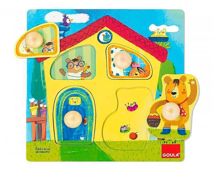 Juego goula didactico puzle casa familia osos