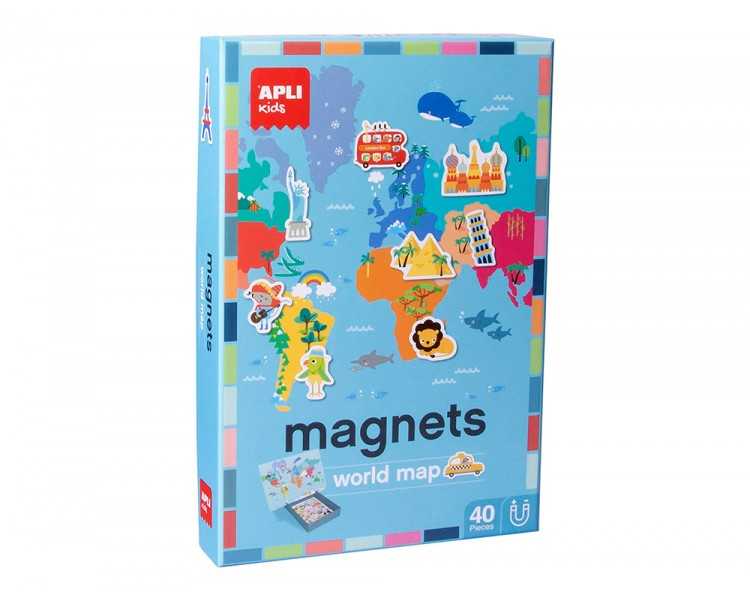 Juego apli didactico magnetico mapa mundi 40 piezas