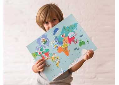Juego apli didactico magnetico mapa mundi 40 piezas