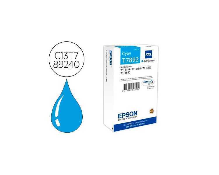 Ink-jet epson t7892xxl wf-5110 / 5190 / 5620 / 5690 cian alta capacidad