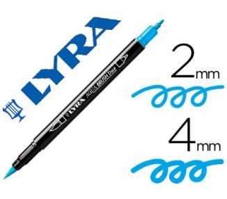Rotulador lyra aqua brush acuarelable doble punta fina y pincel azul claro