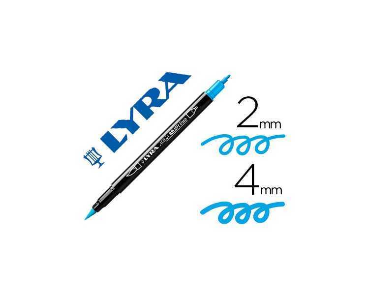 Rotulador lyra aqua brush acuarelable doble punta fina y pincel azul claro
