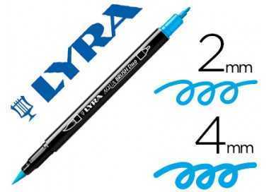 Rotulador lyra aqua brush acuarelable doble punta fina y pincel azul claro