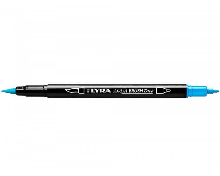 Rotulador lyra aqua brush acuarelable doble punta fina y pincel azul claro