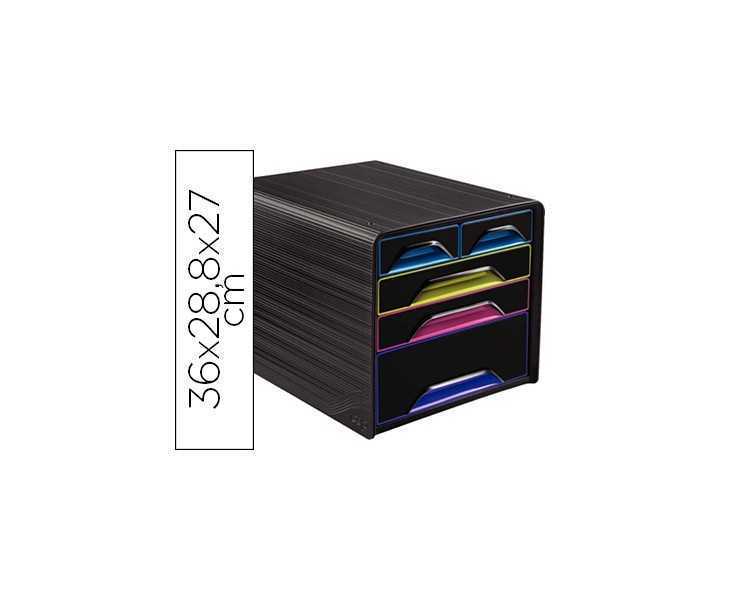 Fichero cajones de sobremesa cep 5 cajones mixtos negro/multicolor 360x288x270 mm