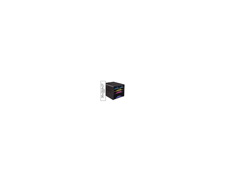 Fichero cajones de sobremesa cep 5 cajones mixtos negro/multicolor 360x288x270 mm