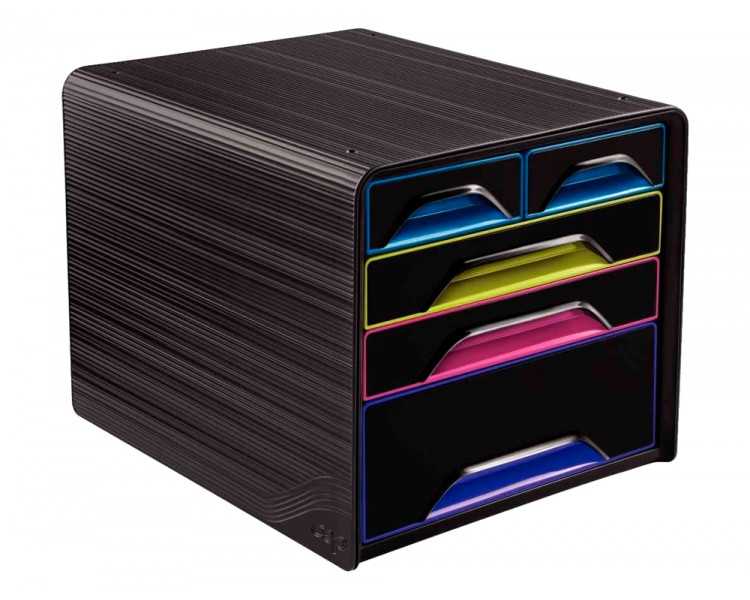 Fichero cajones de sobremesa cep 5 cajones mixtos negro/multicolor 360x288x270 mm