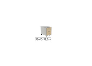 Cajonera rocada con tres cajones serie store 58x40x59,5 cm acabado ab01 aluminio/haya Cajonera rocada con tres cajones serie store 58x40x59,5 cm acabado ab01 aluminio/haya