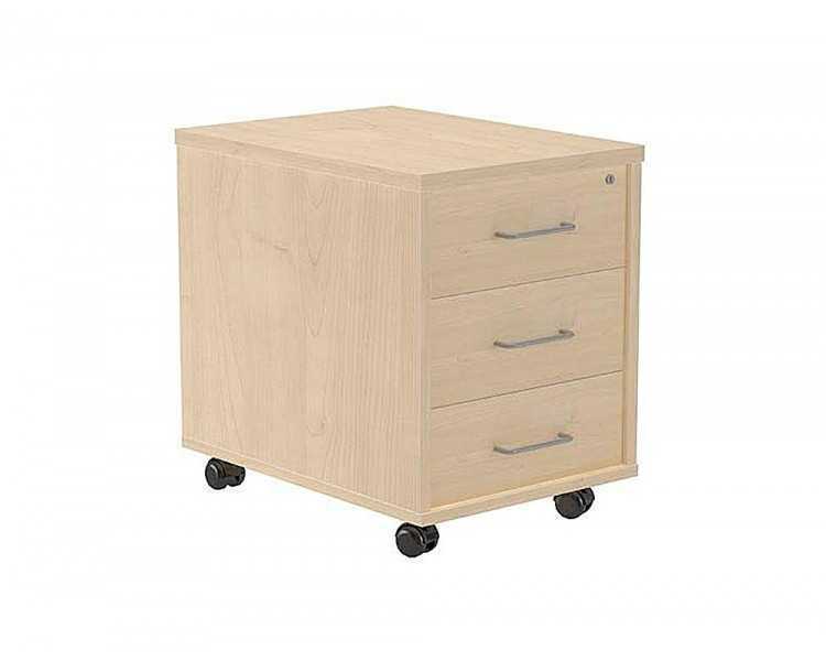 Cajonera rocada con tres cajones serie store 58x40x59,5 cm acabado ab01 aluminio/haya