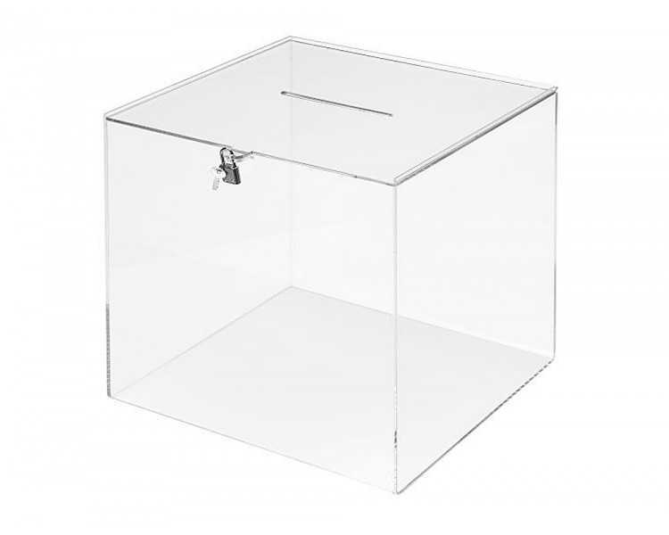 Urna electoral archivo 2000 cuadrada con llave metacrilato 3 mm 300x300x300 mm
