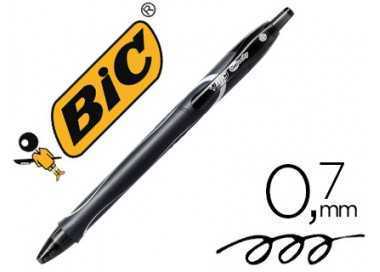 Boligrafo bic gelocity quick dry retractil tinta gel negro punta de 0,7 mm