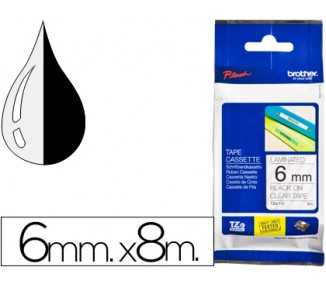 Cinta brother tze111 transparente-negro 6mm longitud 8 mt