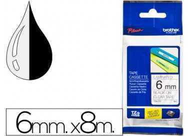 Cinta brother tze111 transparente-negro 6mm longitud 8 mt
