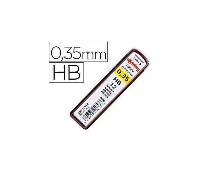 Minas rotring grafito 0,35 mm hb estuche de 12 minas