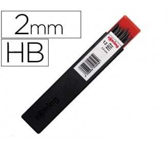 Minas rotring grafito 2 mm hb estuche de 12 minas