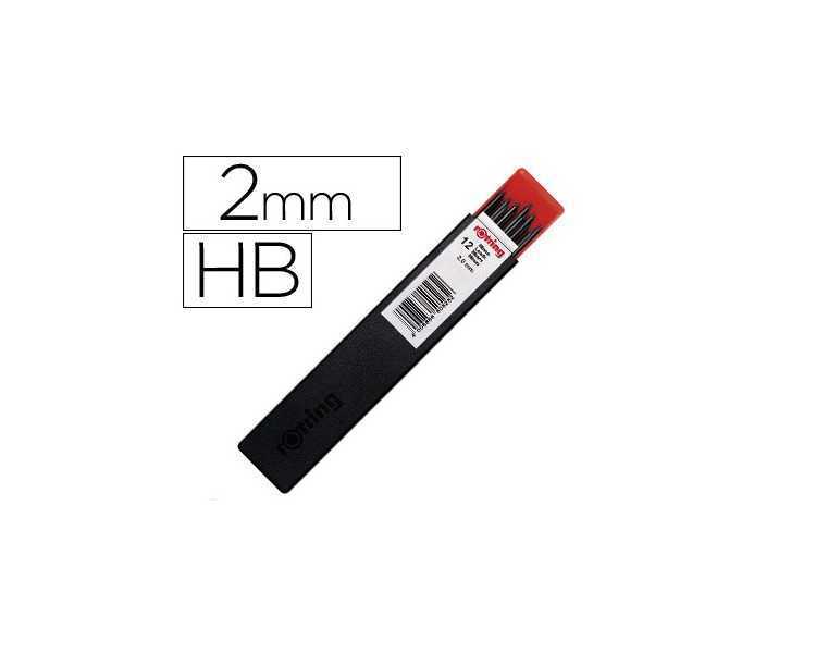 Minas rotring grafito 2 mm hb estuche de 12 minas
