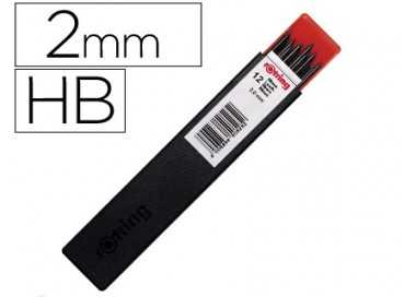 Minas rotring grafito 2 mm hb estuche de 12 minas