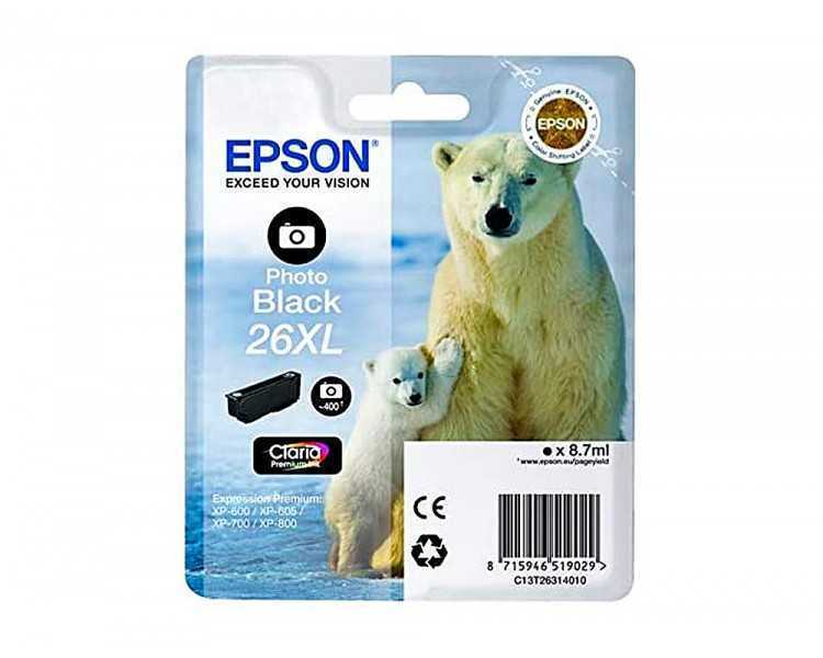 Ink-jet epson 26xl xp-600 / 605 / 700 / 800 negro 700 pag