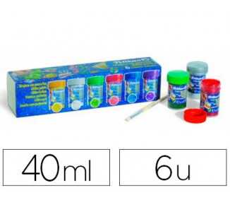 Tempera pelikan glitter 20 ml 942/20s caja 6 colores surtidos + pincel