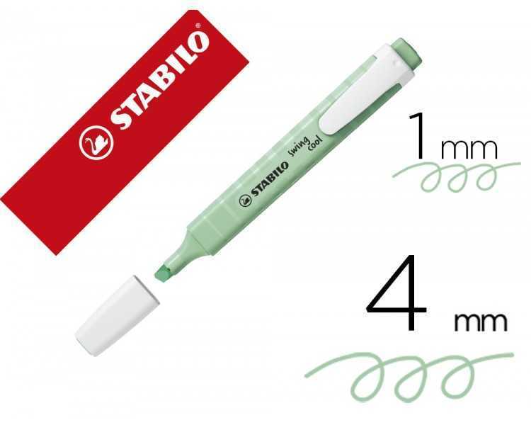 Rotulador stabilo fluorescente swing cool pastel verde menta