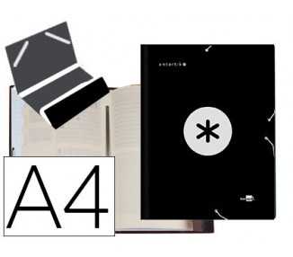 Carpeta antartik clasificadora a4 12 departamentos gomas carton forrado color negro