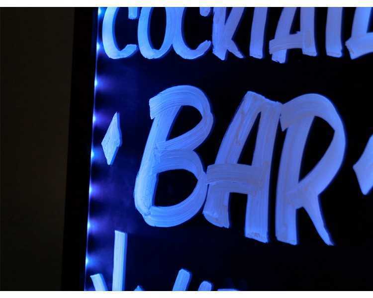 Pizarra cristal liderpapel con led en caballete de madera para rotuladores tipo tiza 50x90cm