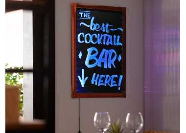 Pizarra cristal liderpapel con led en caballete de madera para rotuladores tipo tiza 50x90cm Pizarra cristal liderpapel con led en caballete de madera para rotuladores tipo tiza 50x90cm
