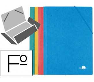 Carpeta liderpapel gomas folio 3 solapas carton simil prespan pack de 4 unidades colores surtidos