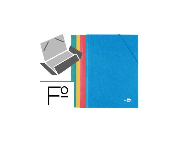 Carpeta liderpapel gomas folio 3 solapas carton simil prespan pack de 4 unidades colores surtidos