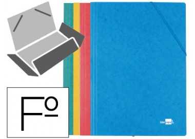 Carpeta liderpapel gomas folio 3 solapas carton simil prespan pack de 4 unidades colores surtidos