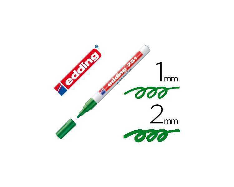 Rotulador edding punta fibra 751 verde punta redonda 1-2 mm