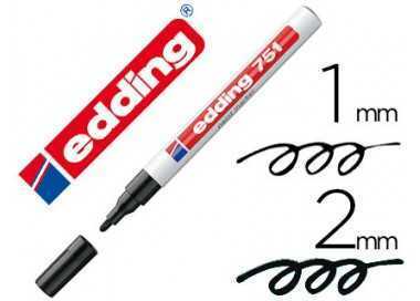 Rotulador edding punta fibra 751 negro punta redonda 1-2 mm